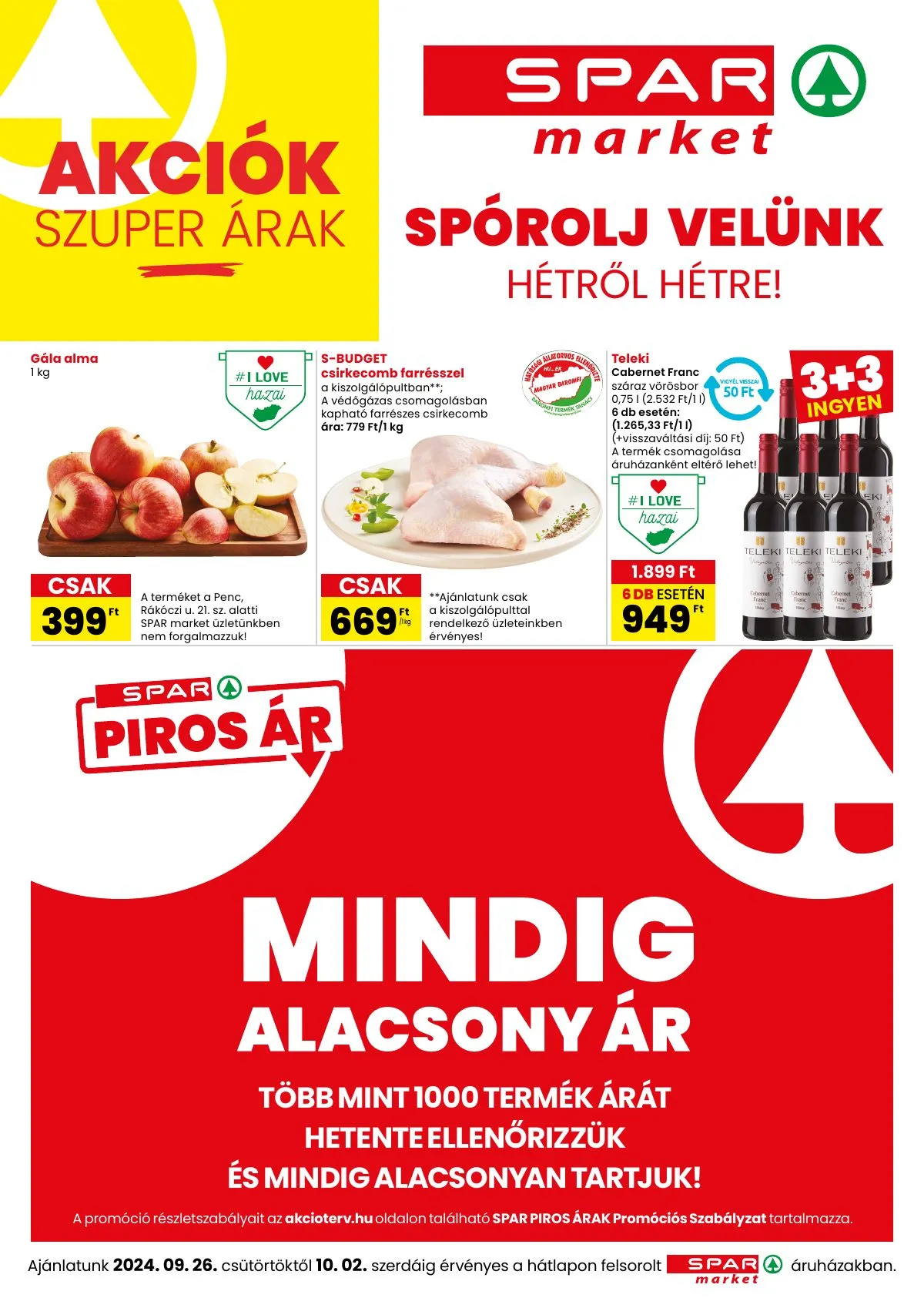 Spar akciós újság Market 09.26–10.02