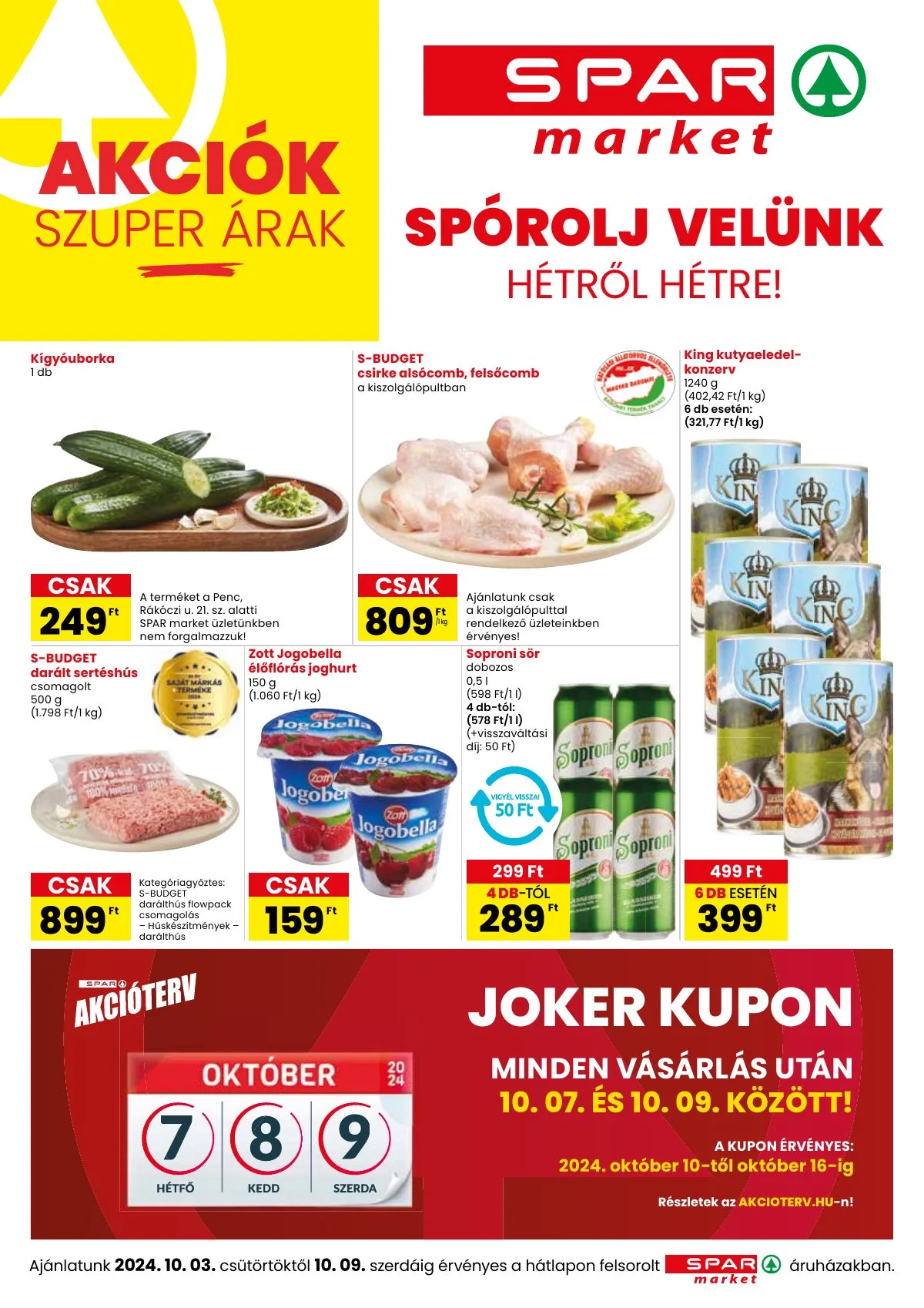 Spar akciós újság Market 10.03–10.09