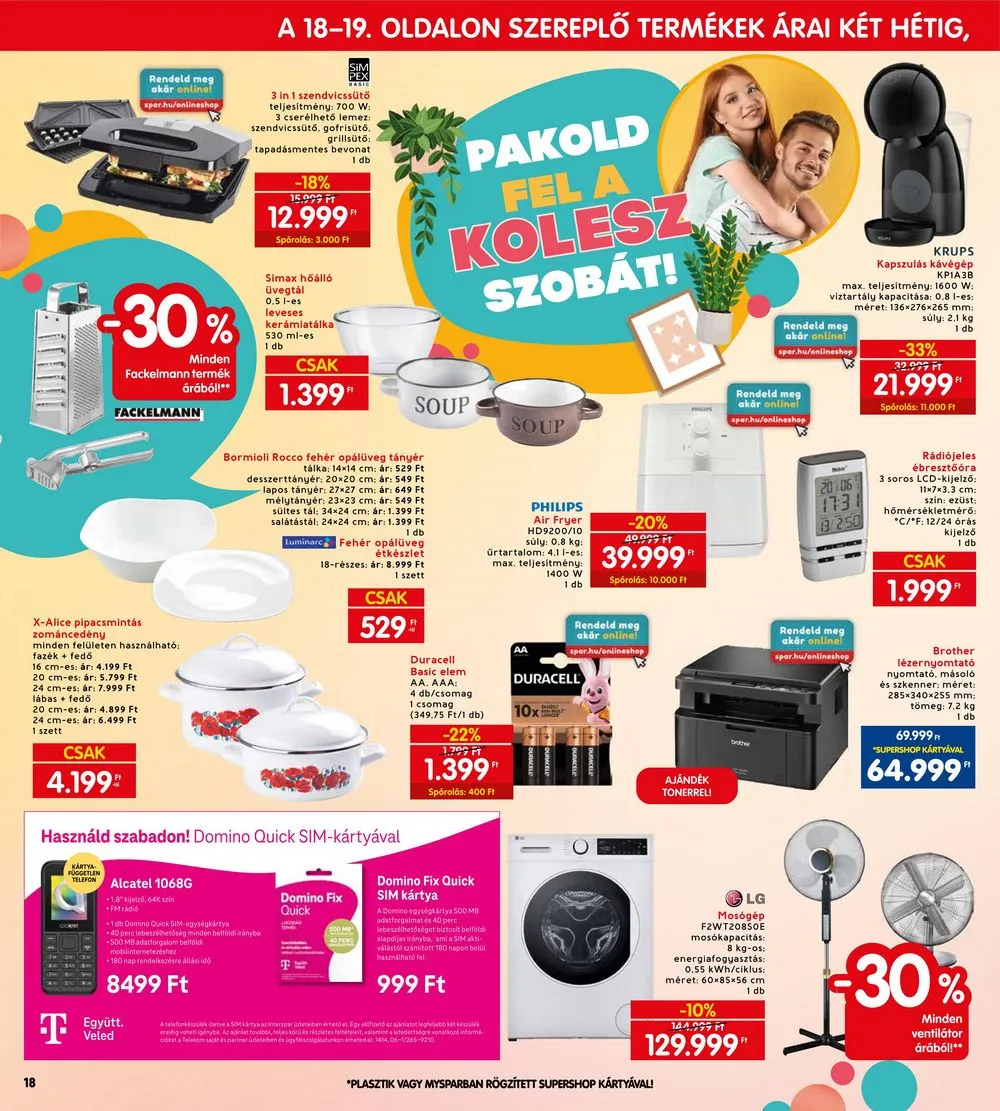 Spar akciós újság Pakold feld a kolesz szobat 08.17–08.30