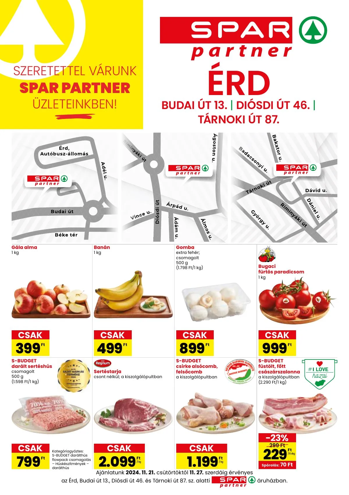 Spar akciós újság Partner Erd 11.21–11.27