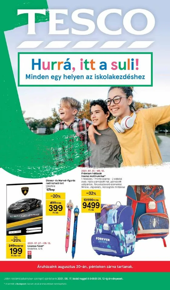 Tesco akciós újság Iskolakezdés katalógus 08.17–09.12