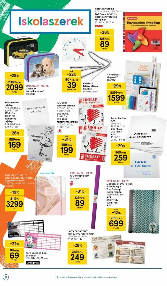 Tesco akciós újság Iskolakezdés katalógus 08.17–09.12 – 8. oldal