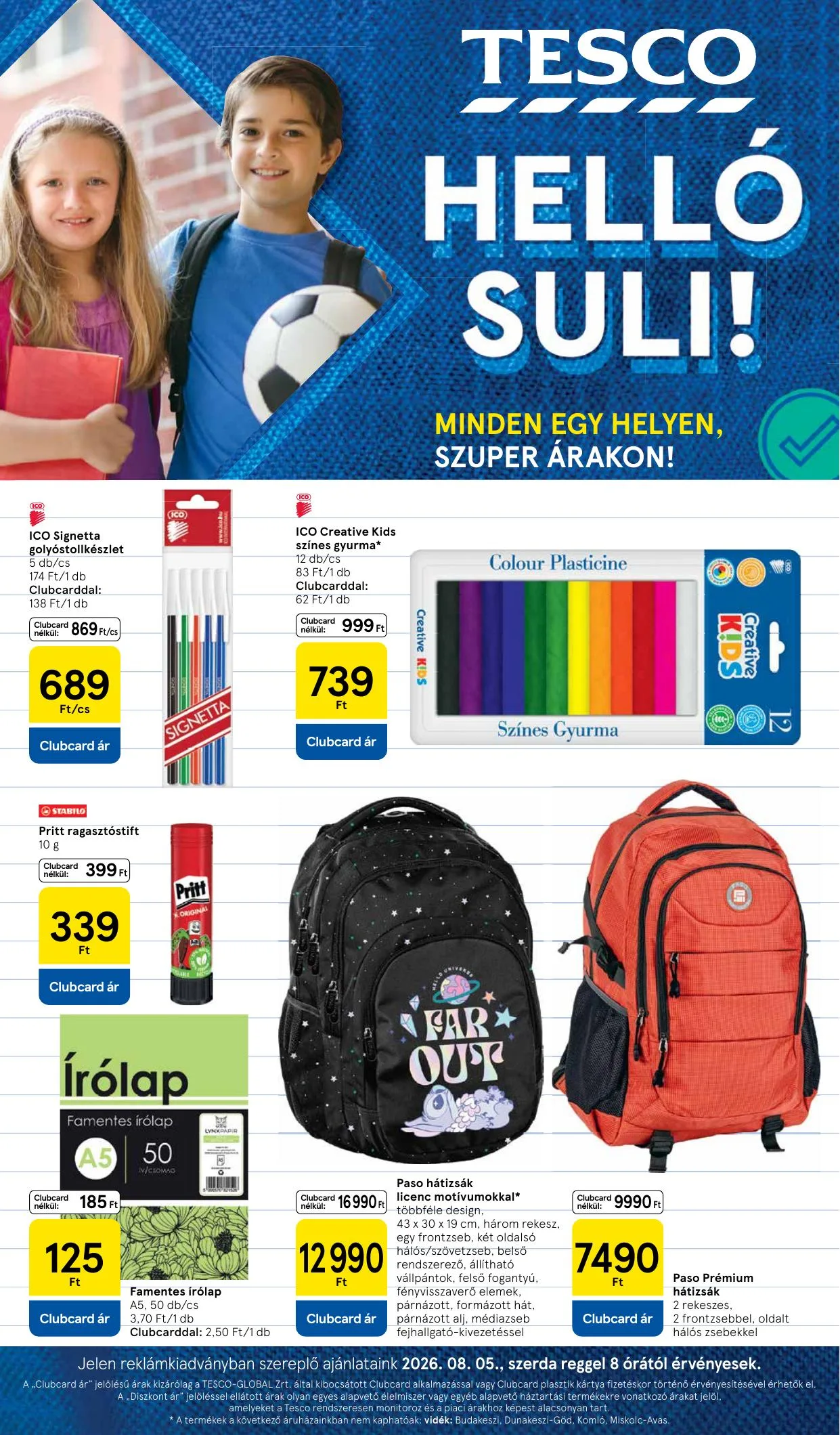 Tesco akciós újság Iskolakezdés 08.05–09.13