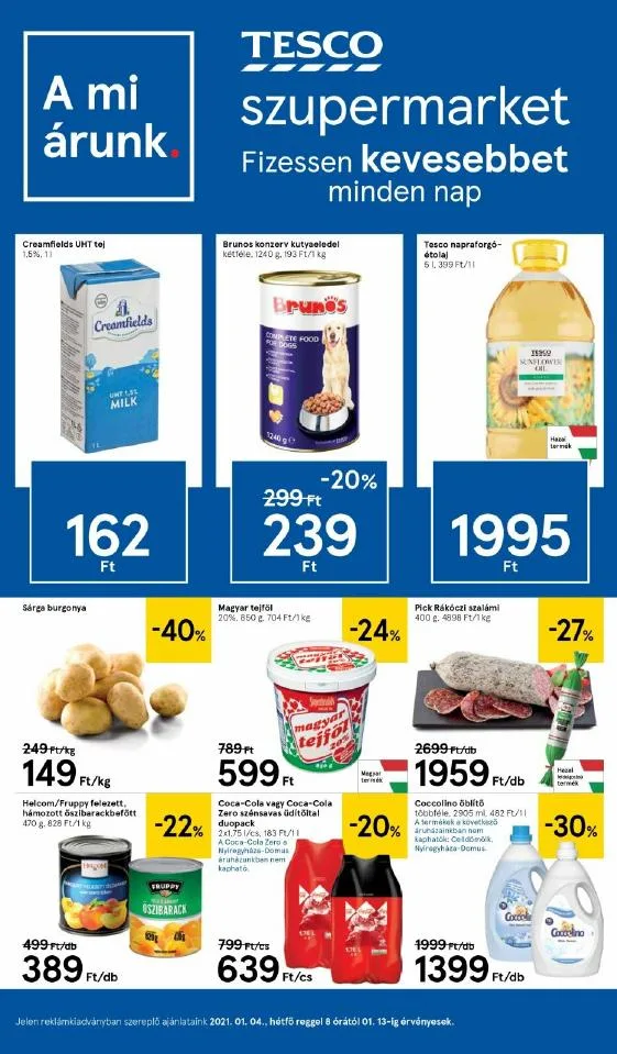 Tesco akciós újság Szupermarket 01.04–01.13