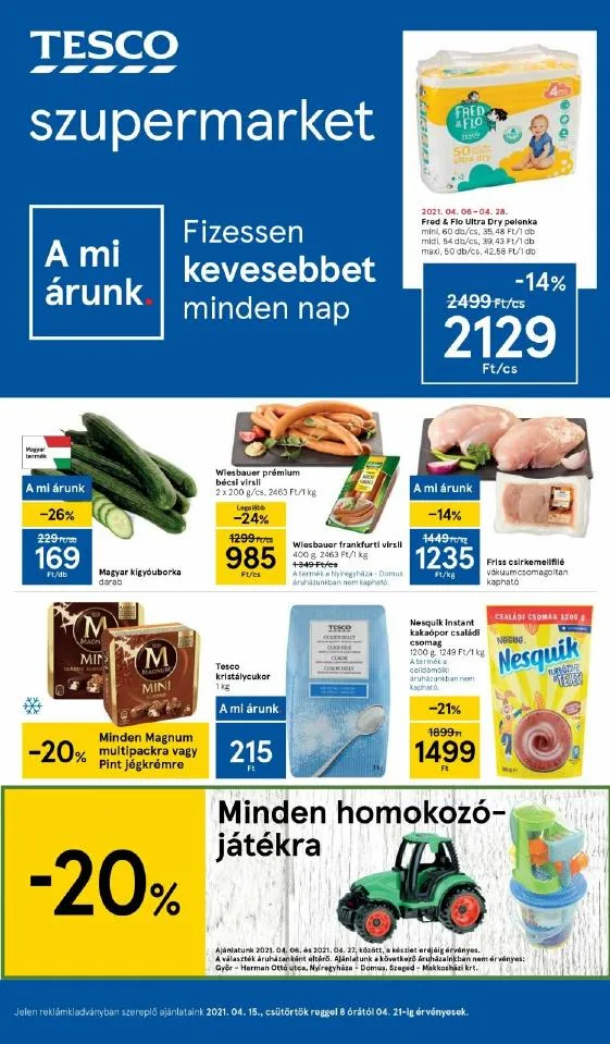 Tesco akciós újság Szupermarket 04.15–04.21