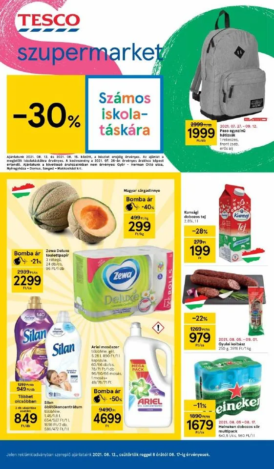 Tesco akciós újság Szupermarket 08.12–08.18