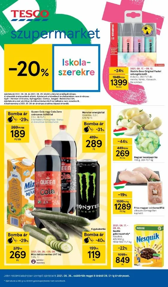 Tesco akciós újság Szupermarket 08.26–09.01