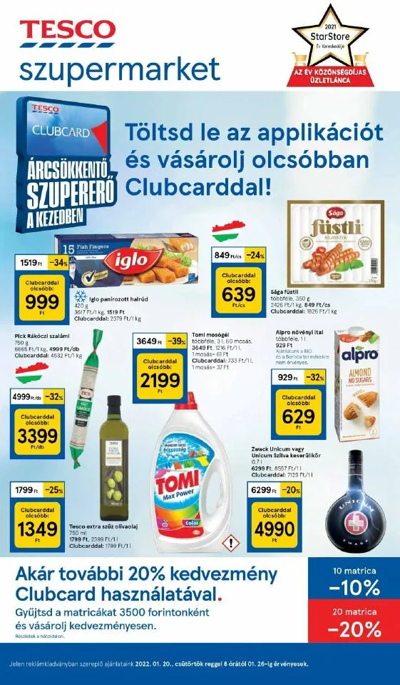 Tesco akciós újság Szupermarket 01.20–01.26
