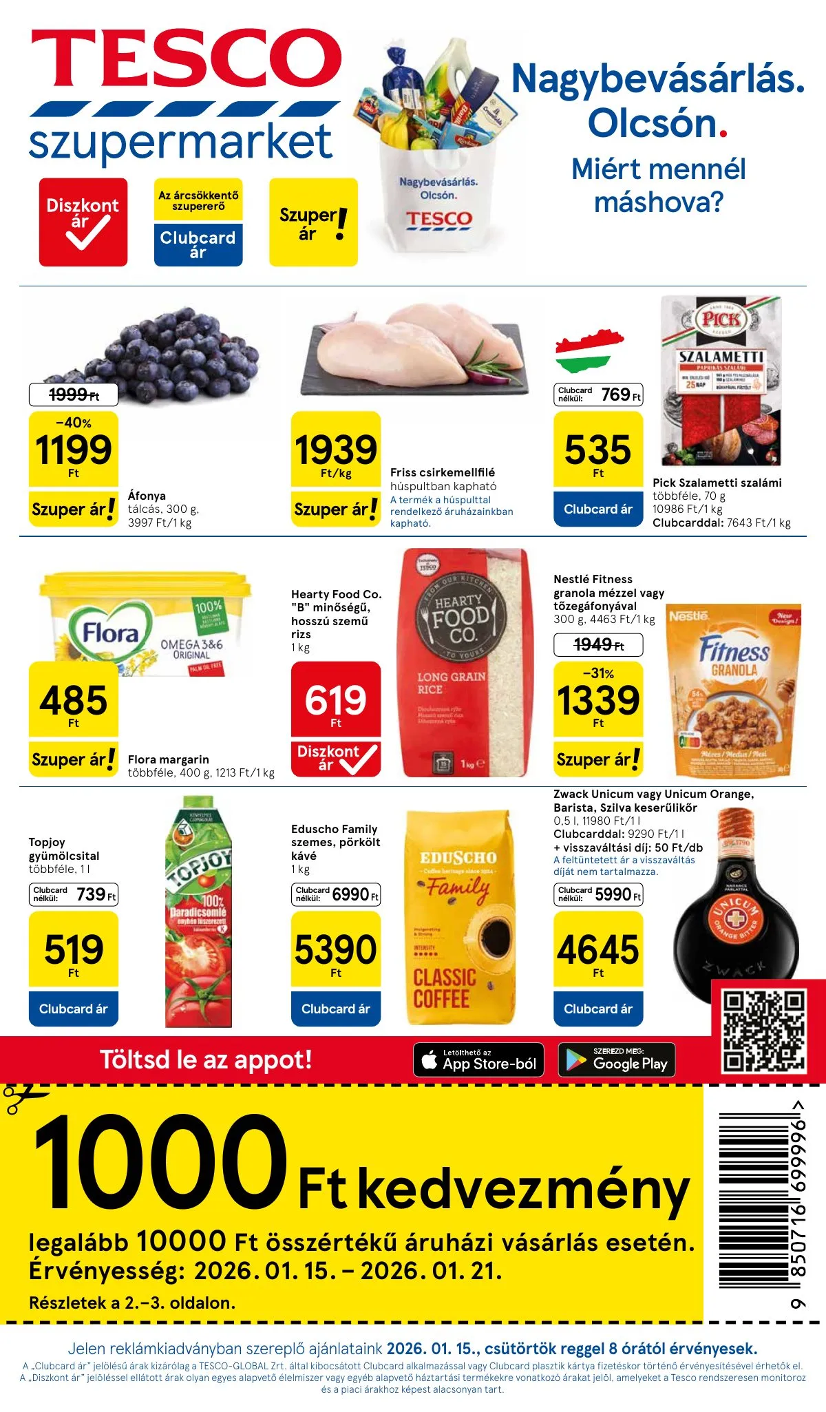 Tesco akciós újság Szupermarket 01.15–01.21
