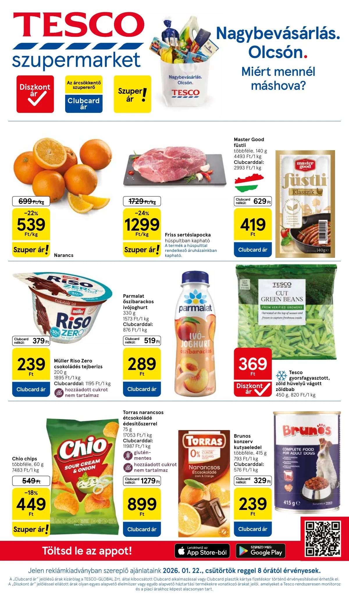 Tesco akciós újság Szupermarket 01.22–01.28