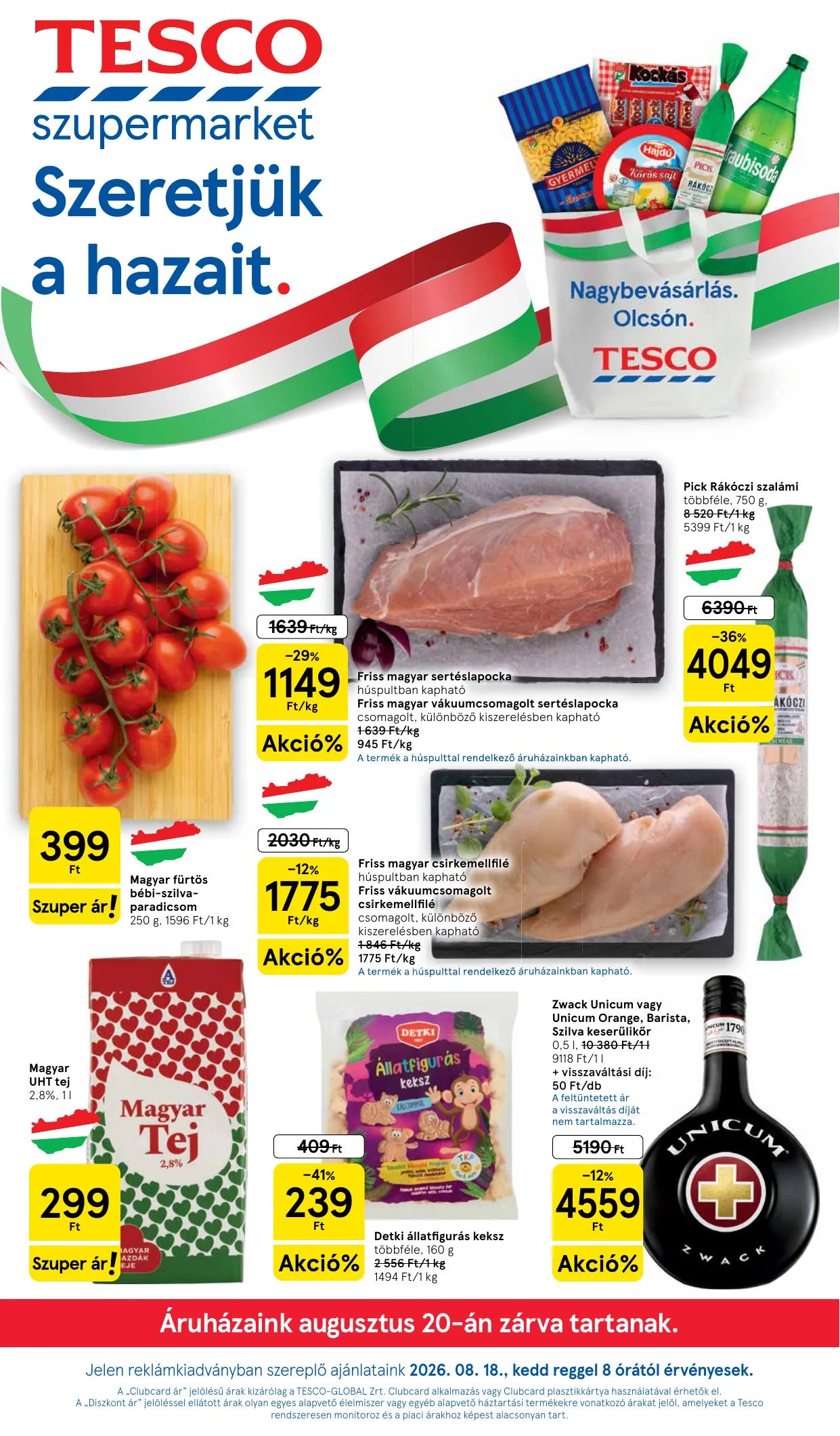 Tesco akciós újság Szupermarket 08.18–08.26