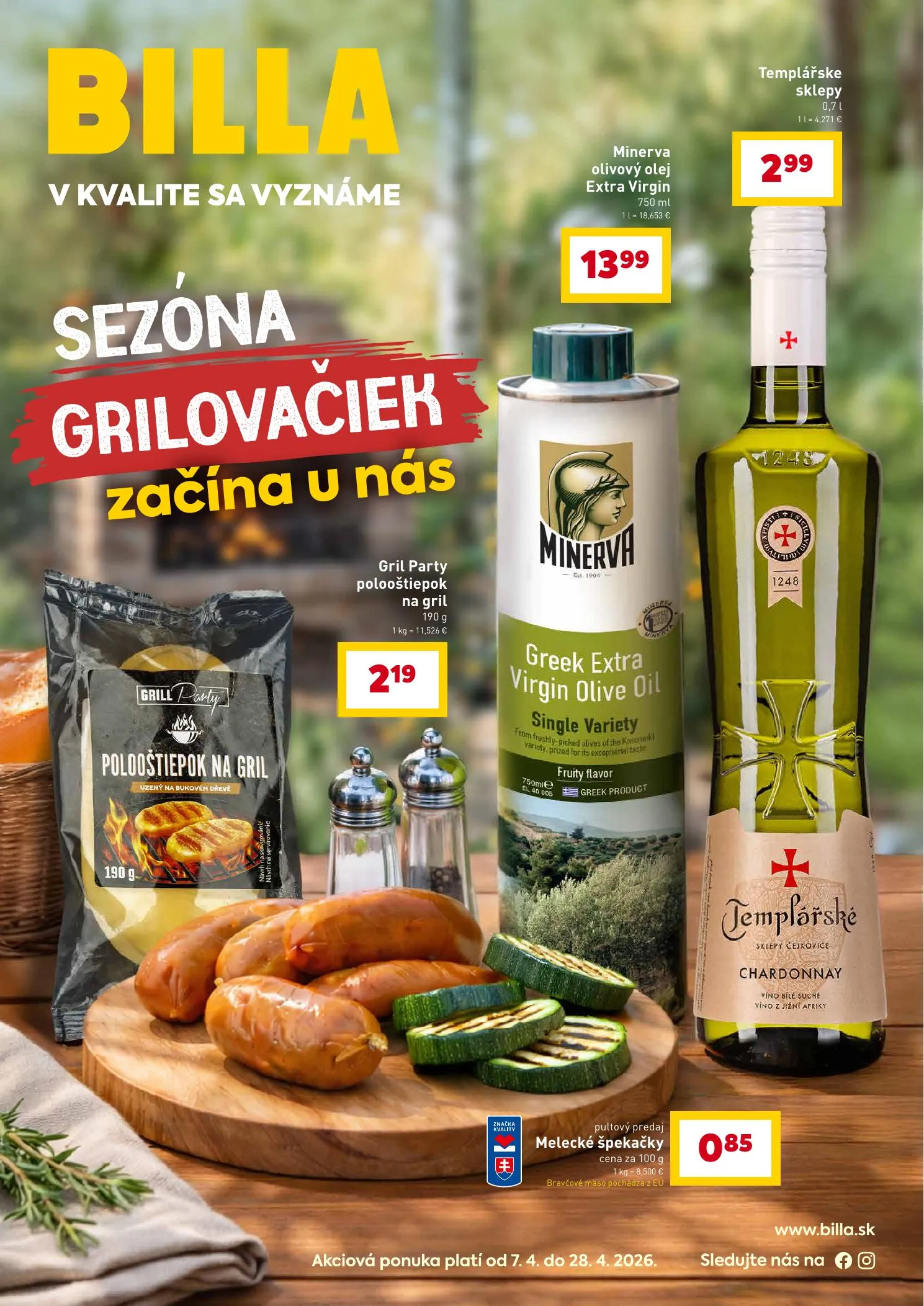 Billa akciós újság Szlovákia Grill 04.07–04.28