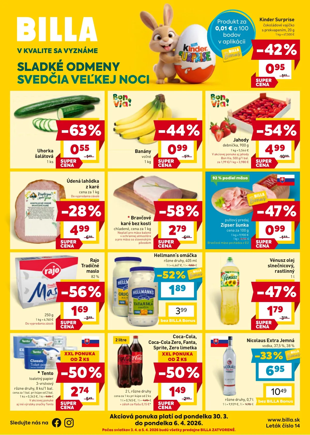 Billa akciós újság Szlovákia 03.30–04.06