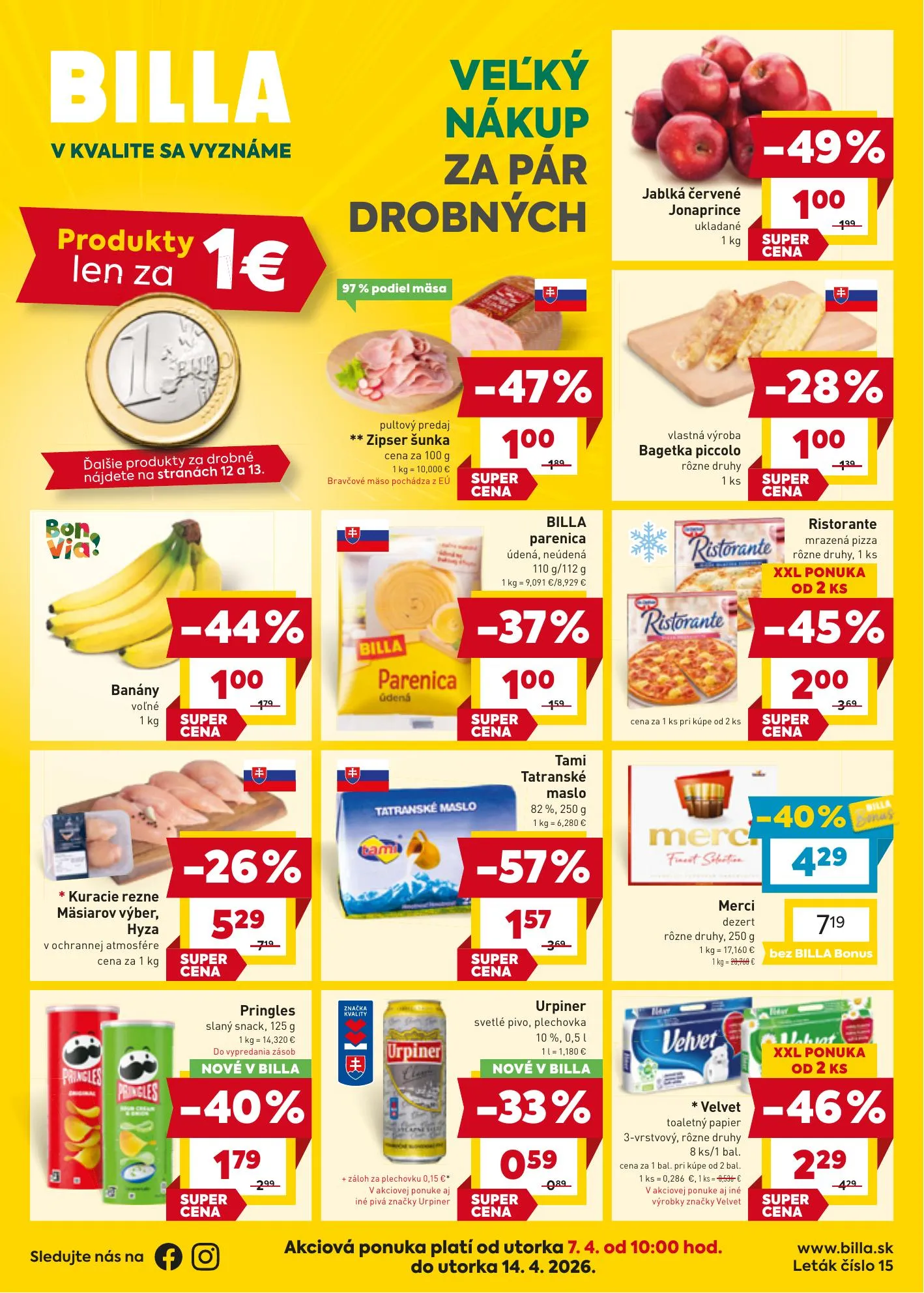 Billa akciós újság Szlovákia 04.07–04.14