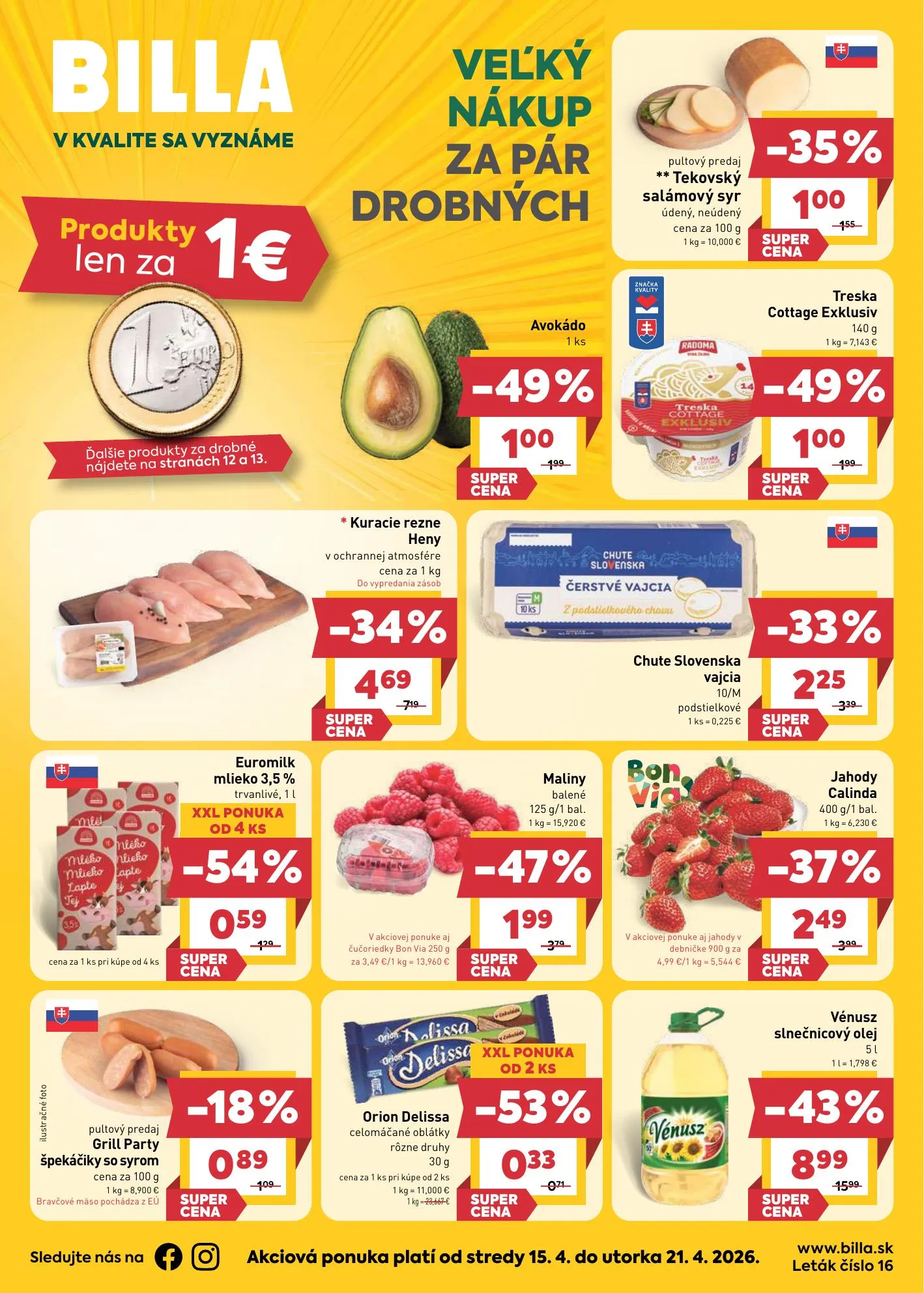 Billa akciós újság Szlovákia 04.15–04.21