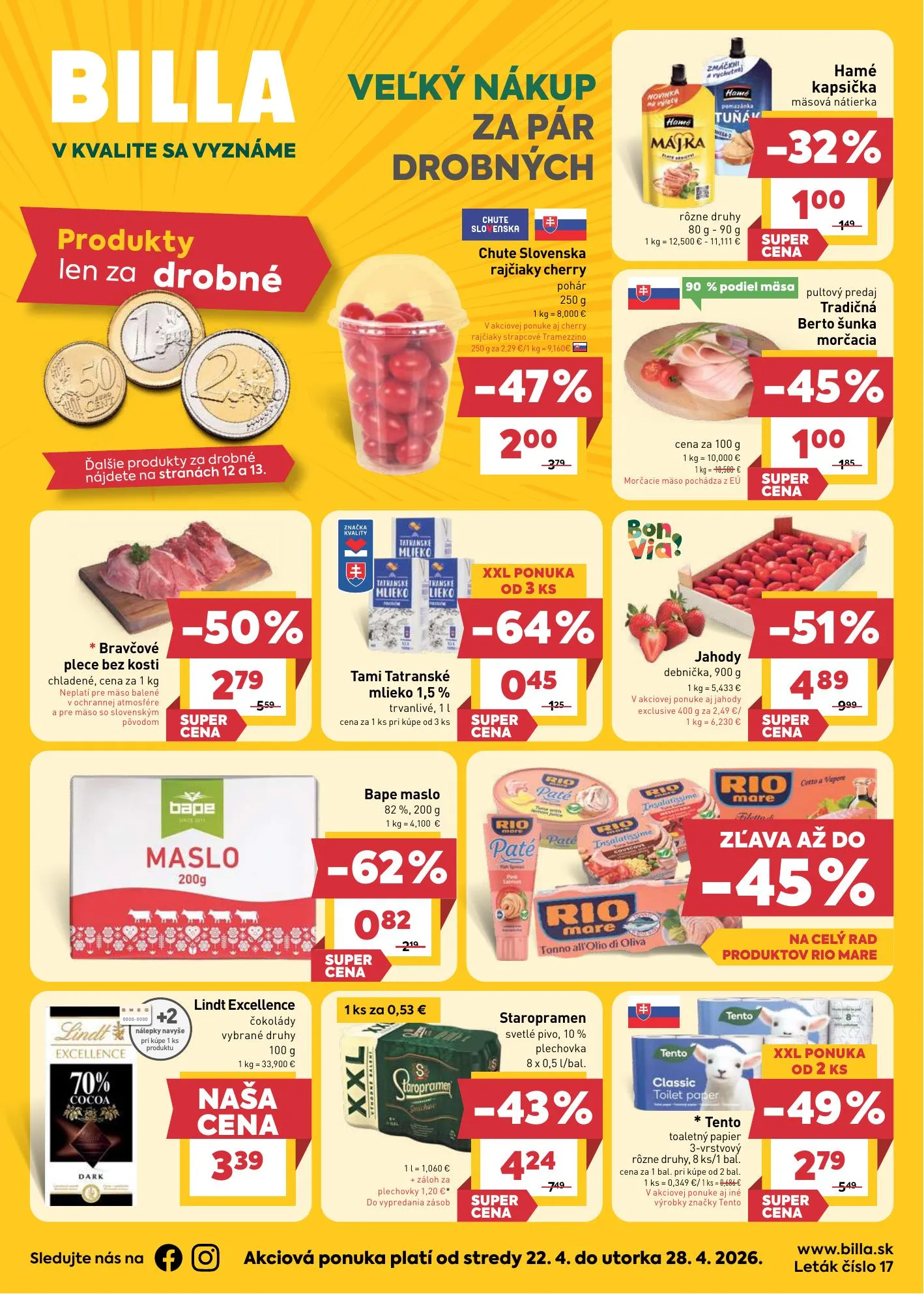Billa akciós újság Szlovákia 04.22–04.28