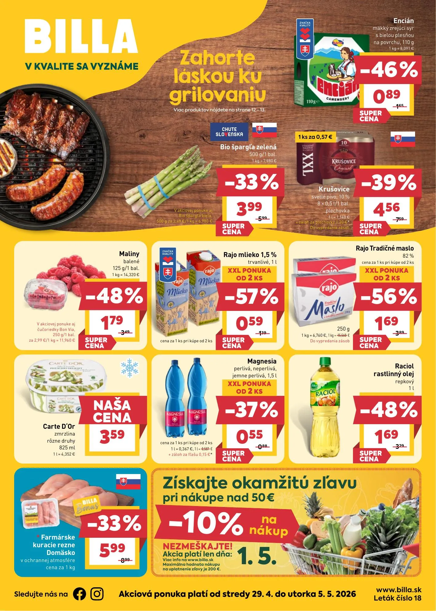Billa akciós újság Szlovákia 04.29–05.05