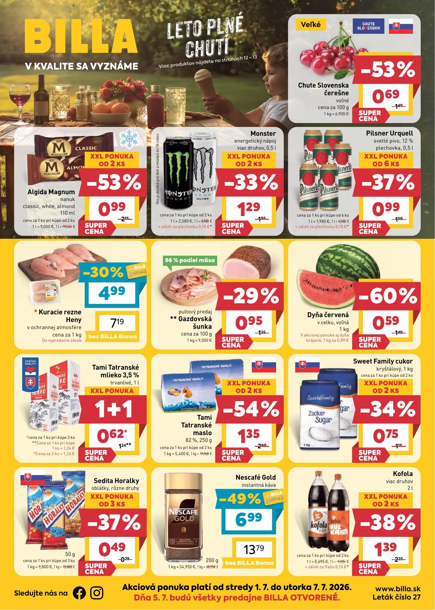 Billa akciós újság Szlovákia 07.01–07.07