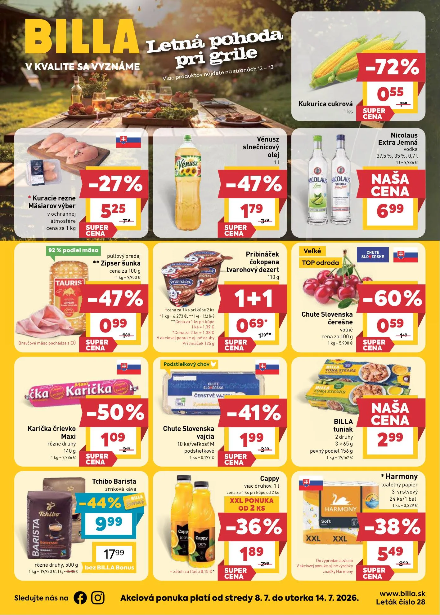 Billa akciós újság Szlovákia 07.08–07.14