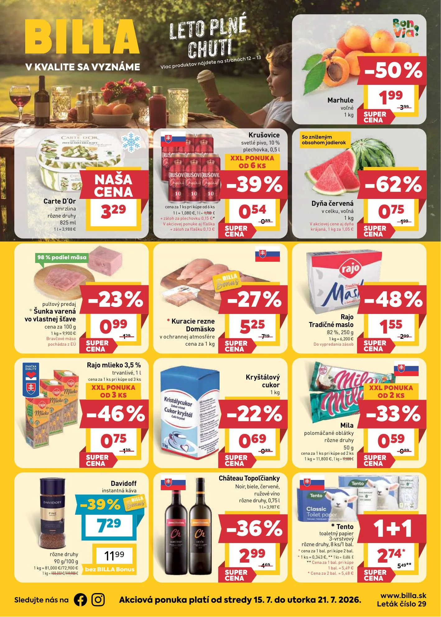 Billa akciós újság Szlovákia 07.15–07.21