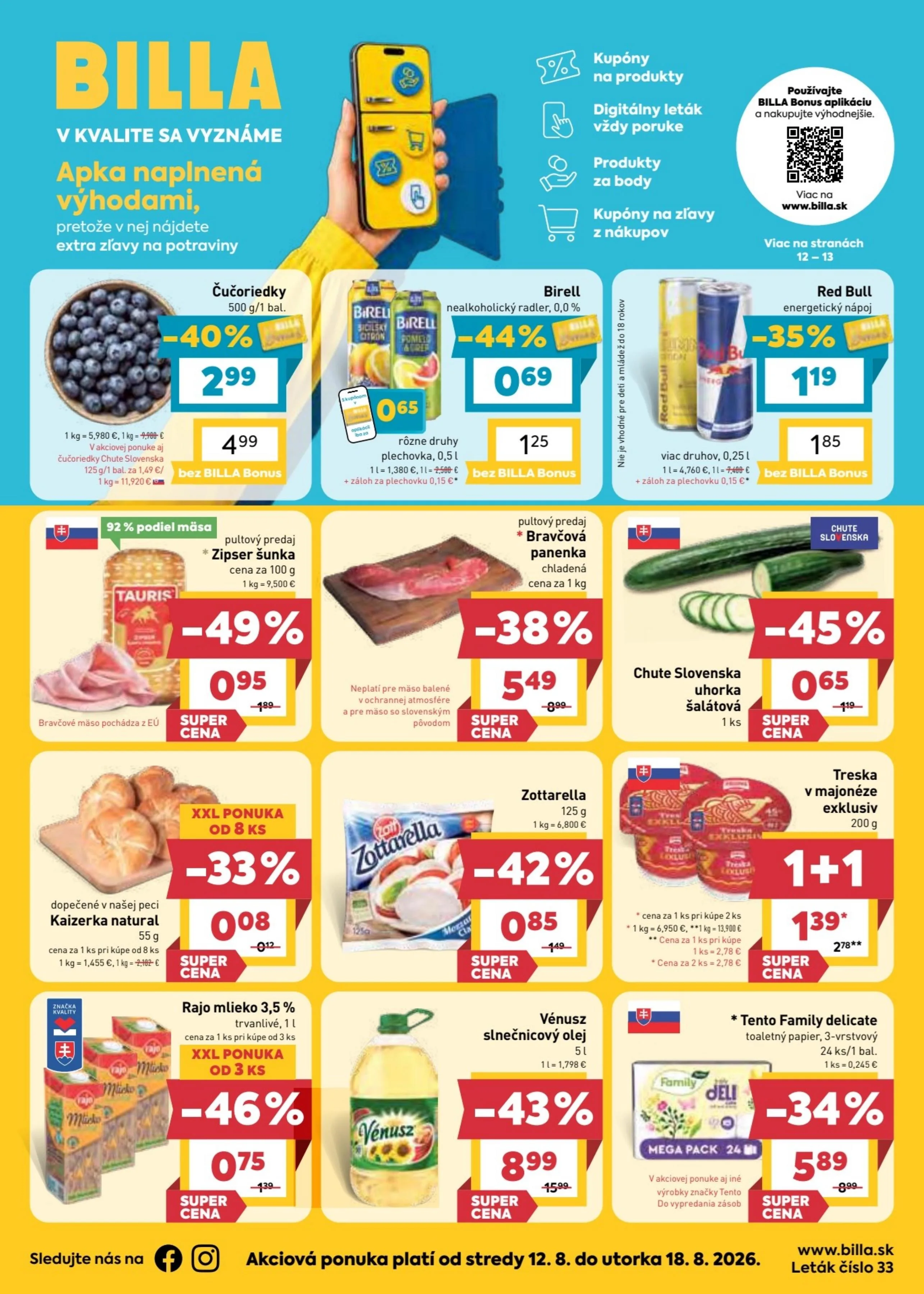 Billa akciós újság Szlovákia 08.12–08.18