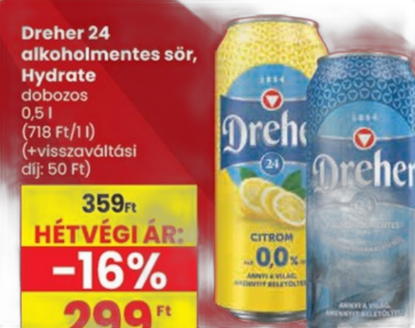 Dreher 24 alkoholmentes sör, Hydrate